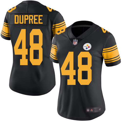 Women Pittsburgh Steelers Football #48 Limited Black Bud Dupree Rush Vapor Untouchable Nike NFL Jersey->women nfl jersey->Women Jersey